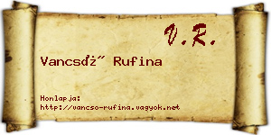 Vancsó Rufina névjegykártya